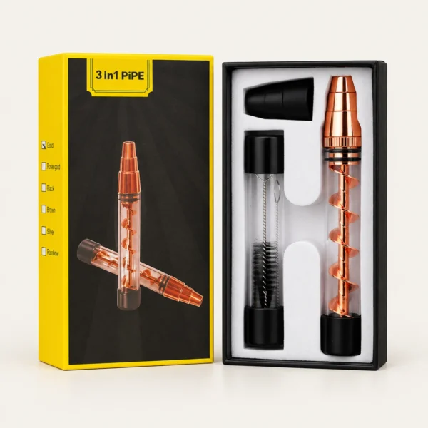3-in-1 Twisty Glass Blunt Set – Rose Gold