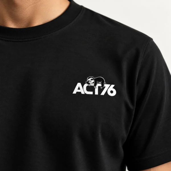 ACT76 Sloth 100% ORGANIC COTTON – Black