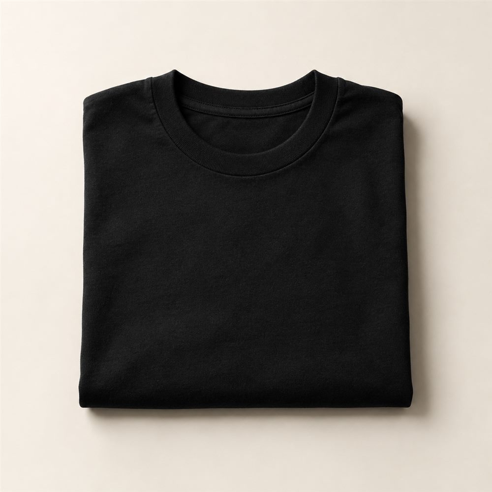 Zwart opgevouwen T-shirt placeholder