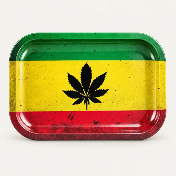 V-Syndicate Rasta Leaf Rolling Tray – 18 × 14 cm