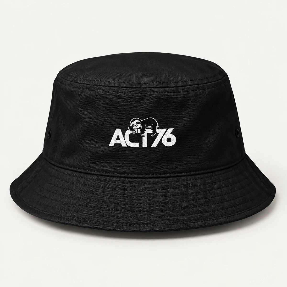 ACT76 Sloth Logo Bucket Hat – Black