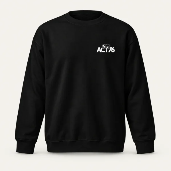 ACT76 Sloth logo Premium Sweatshirt – Black