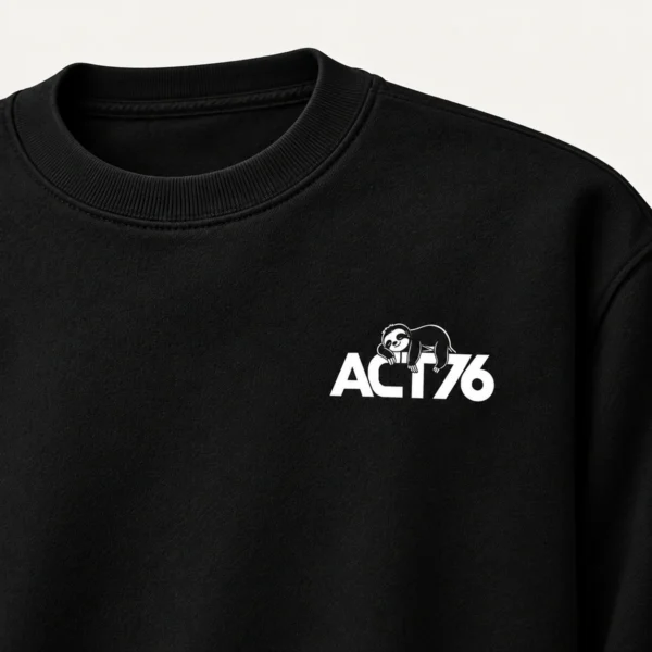 ACT76 Sloth logo Premium Sweatshirt – Black