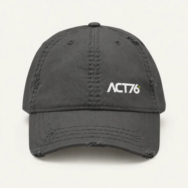 ACT76 Logo Distressed Cap – Grey
