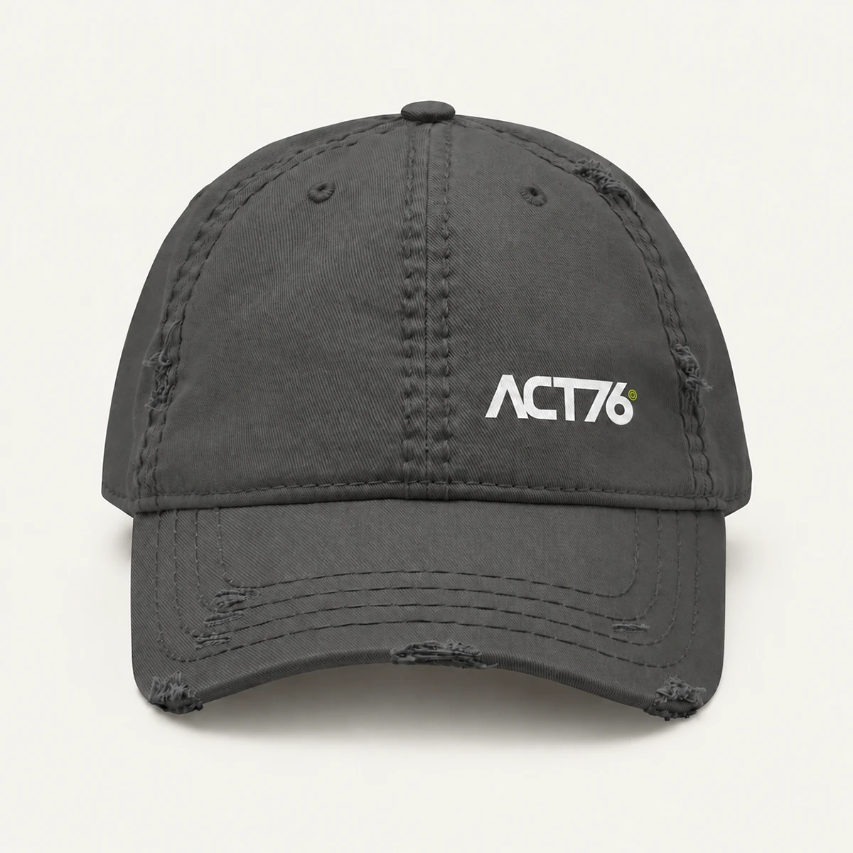 ACT76 Logo Distressed Cap – Grey